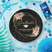 Modern Floral Gold Glitzer Geometrischer Abschluss Pappteller (Party)