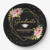 Modern Floral Gold Glitzer Geometrischer Abschluss Pappteller (Vorderseite)