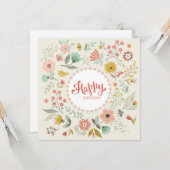 Modern Floral Happy Birthday Card Karte (Vorderseite/Rückseite Beispiel)