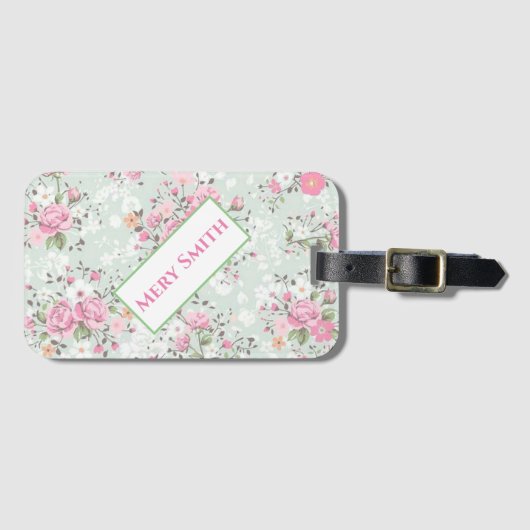 Modern floral Ihr Name Gepäckanhänger (Vorderseite (Horizontal))