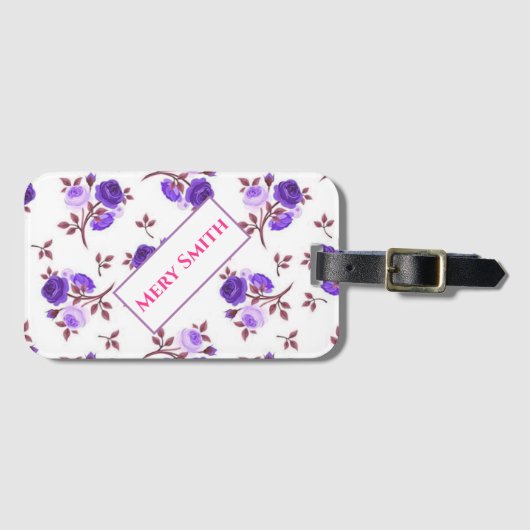 Modern floral Ihr Name Gepäckanhänger (Vorderseite (Horizontal))