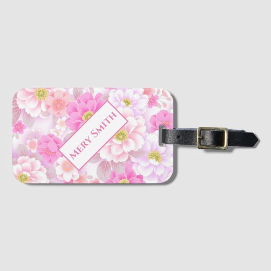 Modern floral Ihr Name Gepäckanhänger (Vorderseite (Horizontal))