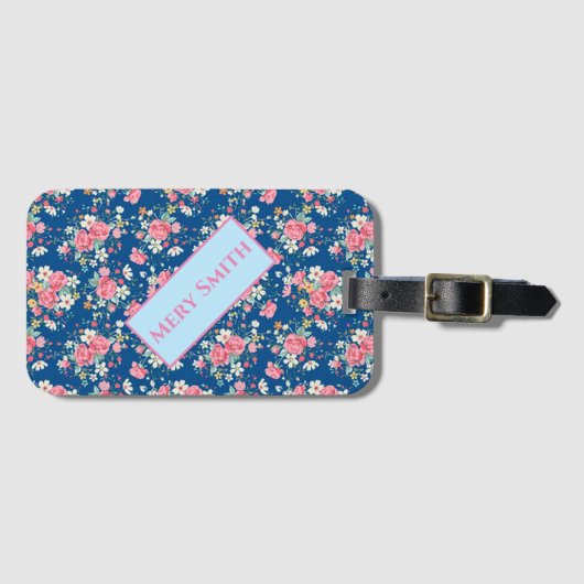 Modern floral Ihr Name Gepäckanhänger (Vorderseite (Horizontal))