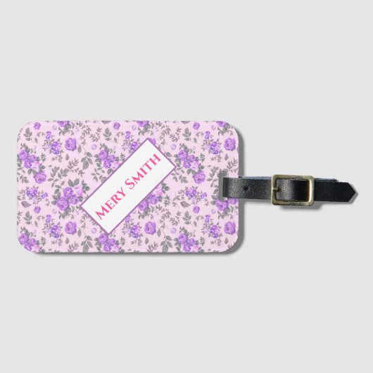 Modern floral Ihr Name Gepäckanhänger (Vorderseite (Horizontal))