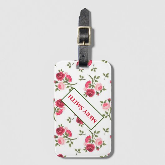 Modern floral Ihr Name Gepäckanhänger (Vorderseite Vertikal)
