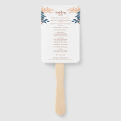 Modern Floral Indigo Rust Boho Elegante Hochzeit Fächer (Rückseite)