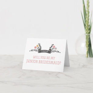 Modern Floral Junior Bridesmaid Request Card Einladung