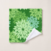Modern Floral Kimono Print, Lime Green Badhandtuch Set (Waschlappen)