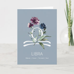 Modern Floral Libra Zodiac Star Geburtstagskarte Karte