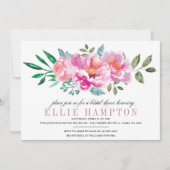 Modern Floral Lila Bridal Dusche Einladung (Vorderseite)