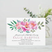 Modern Floral Lila Bridal Dusche Einladung (Stehend Vorderseite)