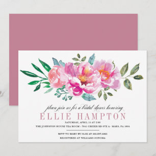 Modern Floral Lila Bridal Dusche Einladung