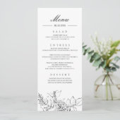 Modern Floral Line Zeichnend Hochzeitsmenü Einladung (Stehend Vorderseite)