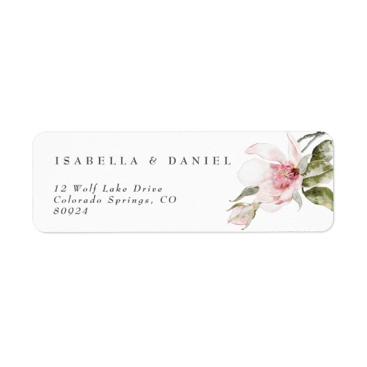Modern Floral Magnolia Couple Wedding Label (Vorne)