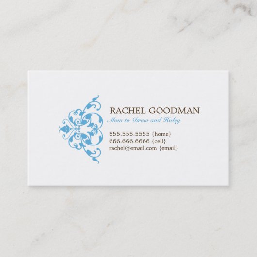 Modern Floral MOMOMY Card / Personal Calling Card Telefonnummerkarte (Vorderseite)