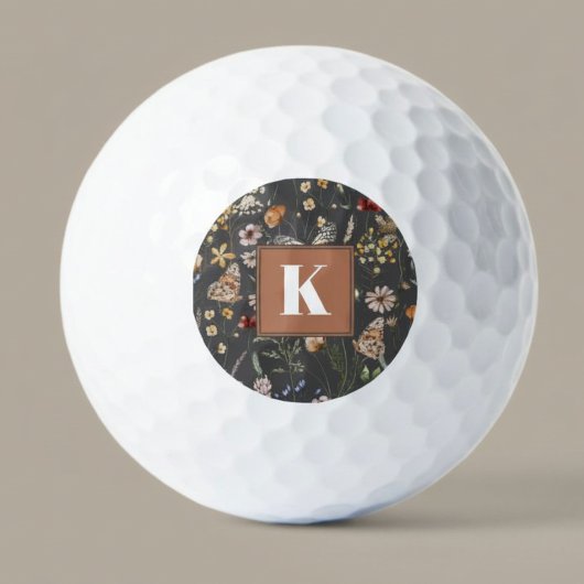 Modern Floral Monogram Golfball