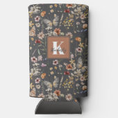 Modern Floral Monogram Name Selters Dosenkühler (Rückseite)