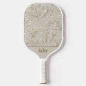 Modern Floral Monogram Pickleball Schläger (Vorderseite)