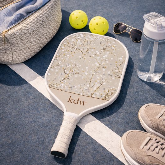 Modern Floral Monogram Pickleball Schläger