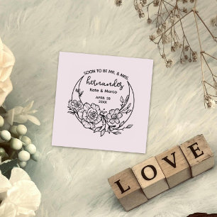 Modern Floral Moon Save the Date Hochzeit Gummistempel