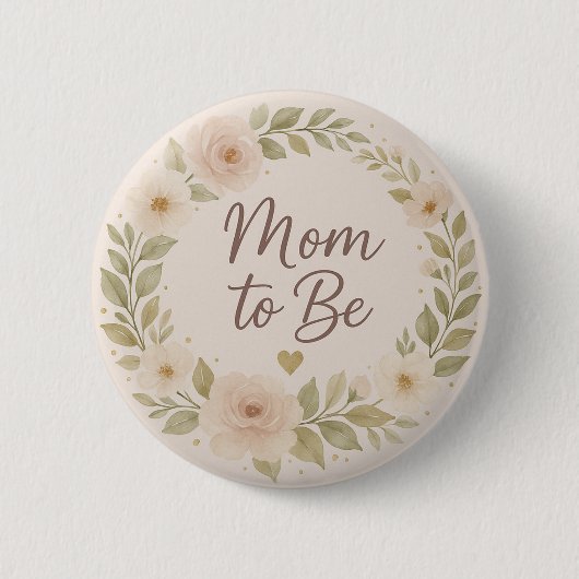Modern Floral Pastel Mom to Be Button (Vorderseite)