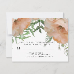 Modern Floral Pastel Rose Wildflowers Wedding RSVP Karte