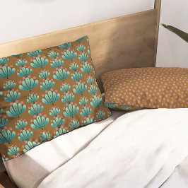 Modern Floral Pattern in Brown and Turquoise Kissenbezug