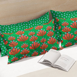 Modern Floral Pattern in Green and Salmon Kissenbezug