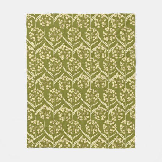 Modern Floral Pattern: White Umbel Flowers Fleecedecke (Vorderseite)