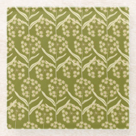 Modern Floral Pattern: White Umbel Flowers Glasuntersetzer