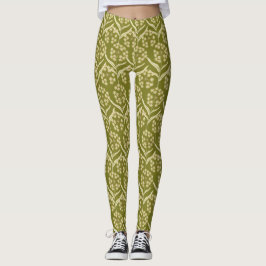 Modern Floral Pattern: White Umbel Flowers Leggings