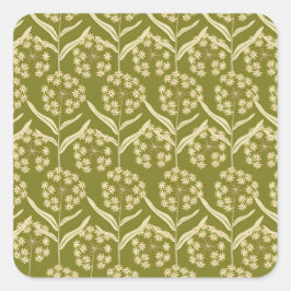 Modern Floral Pattern: White Umbel Flowers Quadratischer Aufkleber
