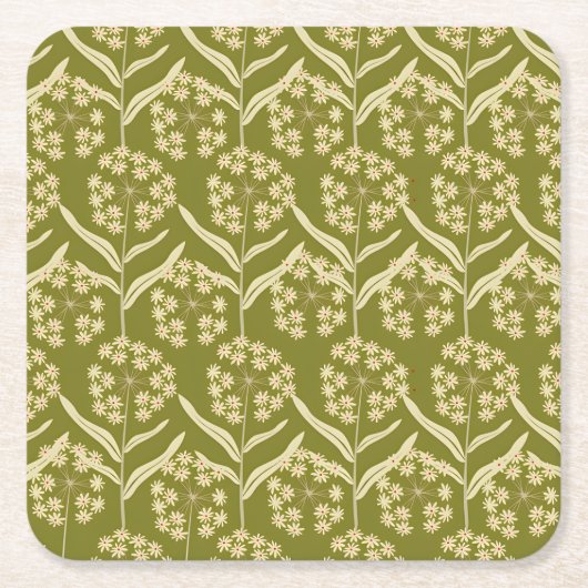 Modern Floral Pattern: White Umbel Flowers Rechteckiger Pappuntersetzer (Vorderseite)