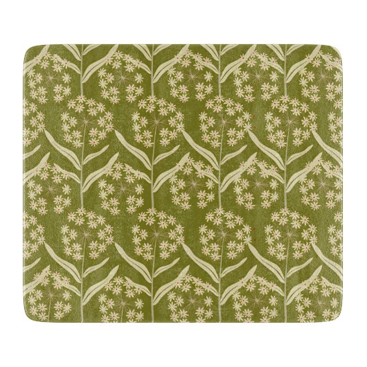 Modern Floral Pattern: White Umbel Flowers Schneidebrett (Vorderseite)