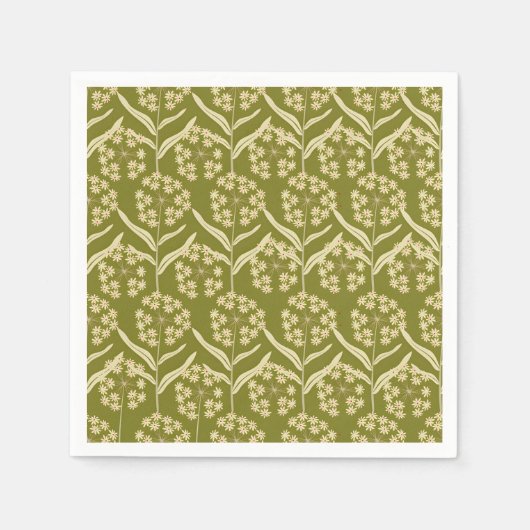 Modern Floral Pattern: White Umbel Flowers Serviette (Vorderseite)