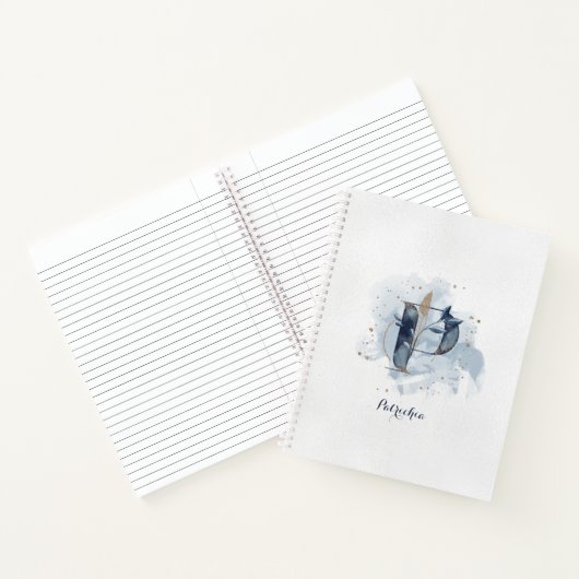 Modern Floral Personal Monogram Letter P Blue Notizblock (Innenseite)