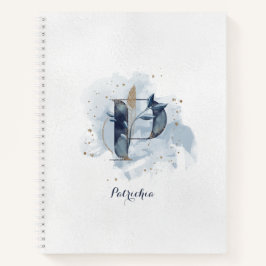 Modern Floral Personal Monogram Letter P Blue Notizblock
