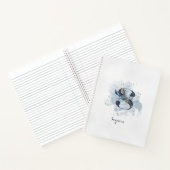 Modern Floral Personal Monogram Letter S Blue Gold Notizblock (Innenseite)