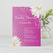 Modern Floral Pink Blue Daisy Brautparty Einladung (Stehend Vorderseite)