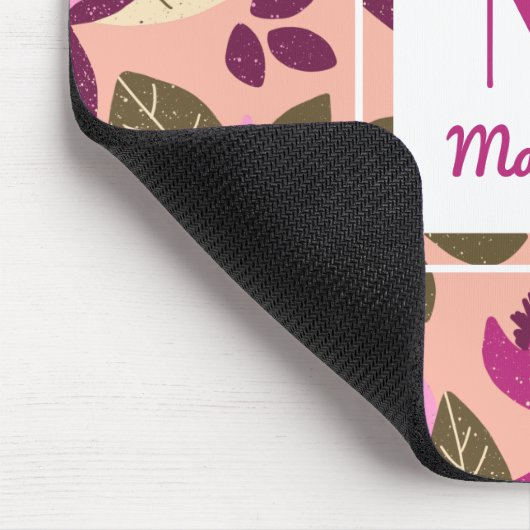 Modern Floral Pink Orange Muster Monogram Mousepad (Ecke)