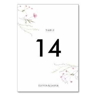 Modern Floral Pink Wild Flower Tischnummer