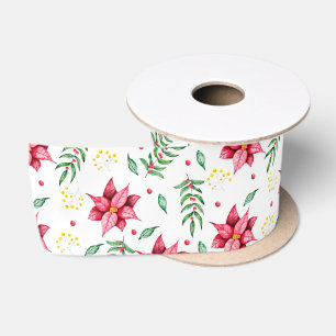 Modern Floral Poinsettia Weihnachten im Grünen Satinband