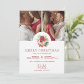 Modern Floral Poinsettias Bouquet Weihnachtsgebäck Save The Date (Stehend Vorderseite)