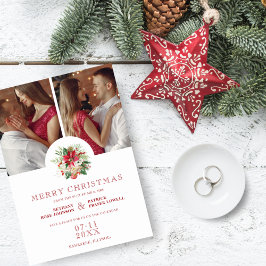 Modern Floral Poinsettias Bouquet Weihnachtsgebäck Save The Date
