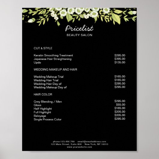 Modern Floral Preislisten  Poster (Vorne)