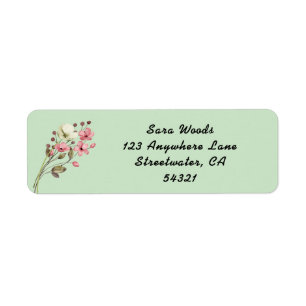 Modern Floral Return Address Label, geschriebener