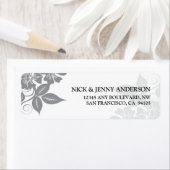 Modern Floral Return Address Label (silber/weiß) (Insitu)