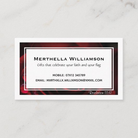 Modern | Floral | Rote Rose | Christlich Visitenkarte (Vorderseite)