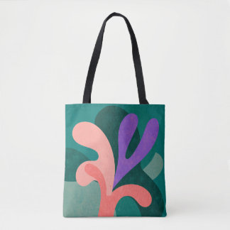 Modern Floral Shape Tote Bag – Bold Color Botanica Tasche
