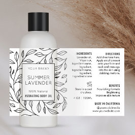 Modern Floral Simple 4 OZ Cosmetic Flasche Label Rechteckiger Aufkleber
